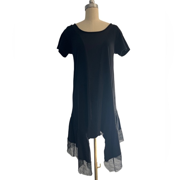 Tout a Coup Asymmetric Midi Black Cotton blend Mesh Whimsigoth grunge Dress M - Picture 2 of 16
